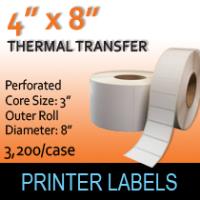 Thermal Transfer Labels 4" x 8" Perf